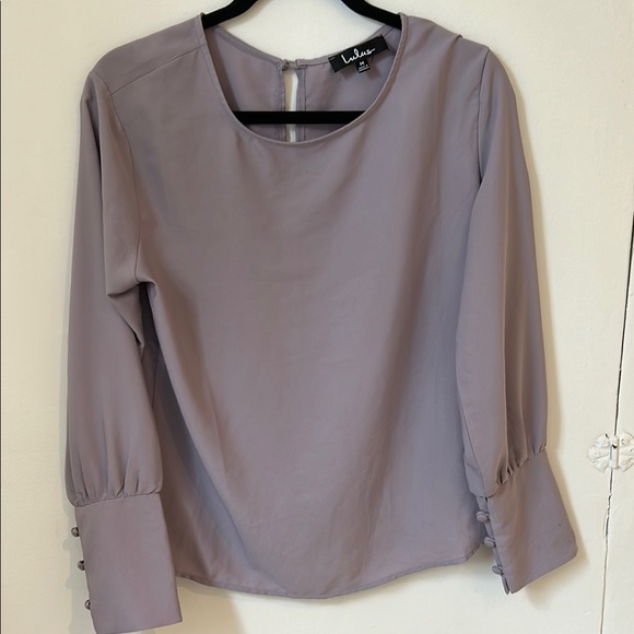 Lulu's Purple Lavender Professional Blouse with Buttoned Sleeves - Picture 3 of 6